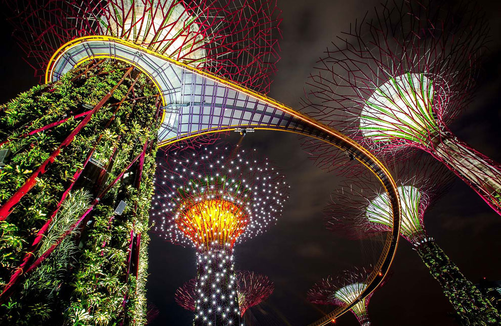 Футуристические прибрежные сады в Сингапуре