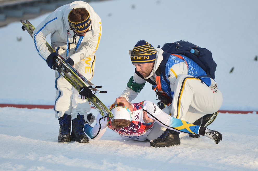 Швед Эмиль Йонссон, выигравший бронзу в спринтерской гонке на Олимпиаде в Сочи