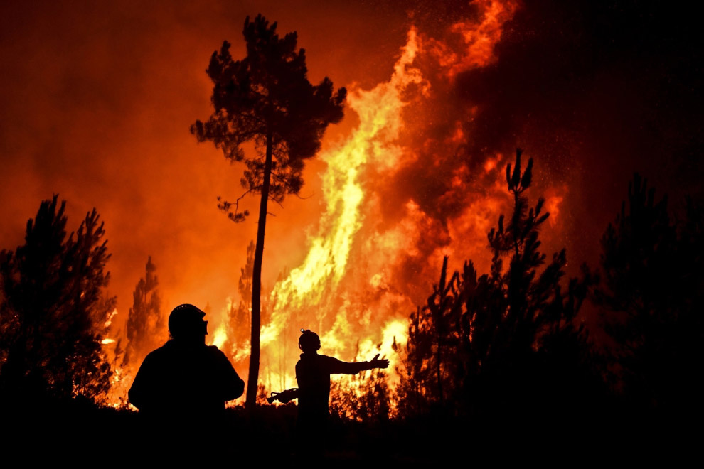 Лесной пожар в деревне Вале-де-Абельха в Макао, Португалия