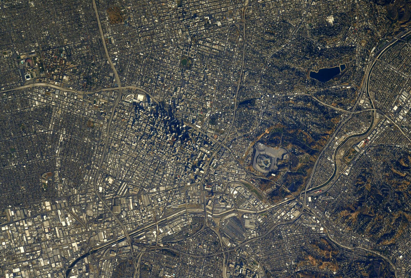Вид сверху на центр Лос-Анджелеса