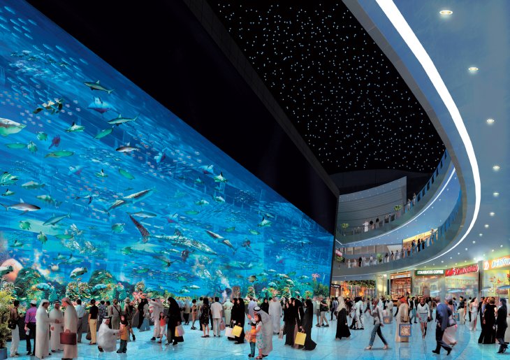 Крупнейший в мире аквариум в ТЦ в Dubai Mall