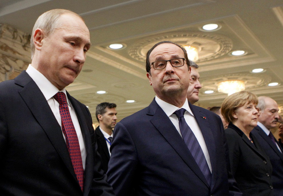 Президент Франции Франсуа Олланд и Владимир Путин