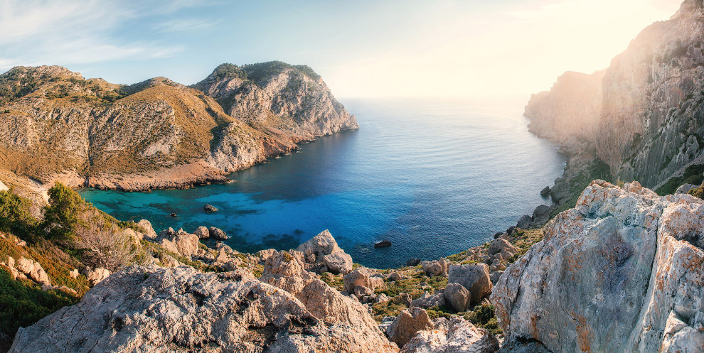 View of thel bay of Cape Formentor with azure water Mallorca, Spain