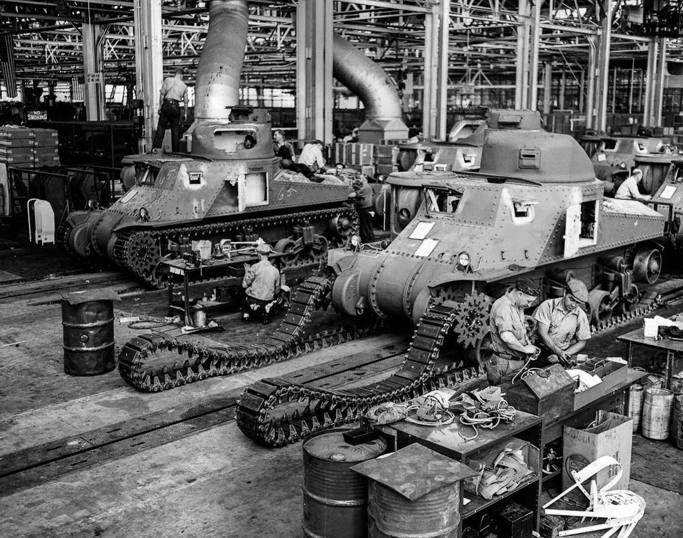 Производство американскийх танков M-3. 1942 г.