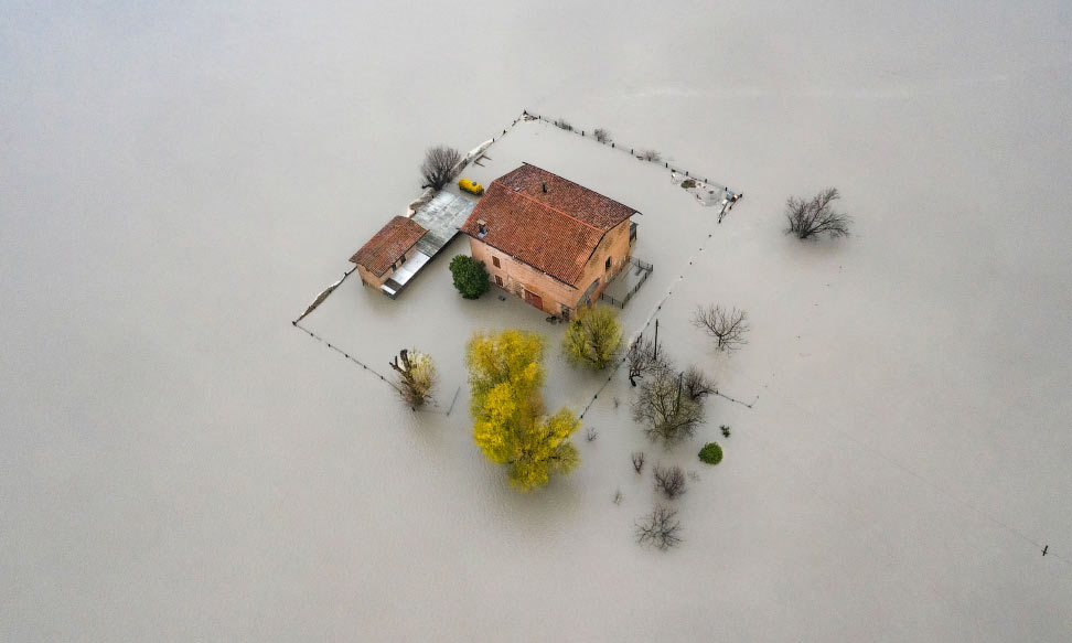 Наводнение возле Модены, Италия